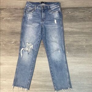 Kut from the Kloth Light Blue Distressed Straight Leg Jeans